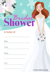 Document preview: Bridal Shower Invitation Template - Blue and White