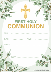 Document preview: First Communion Invitation Template - Green