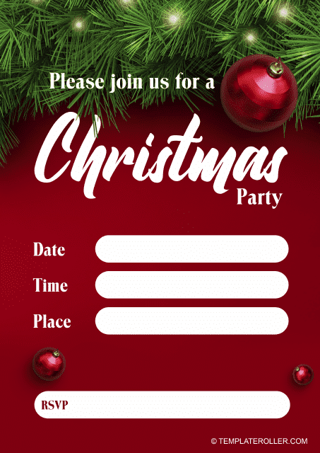 Christmas Invitation Template - Red Download Printable PDF | Templateroller