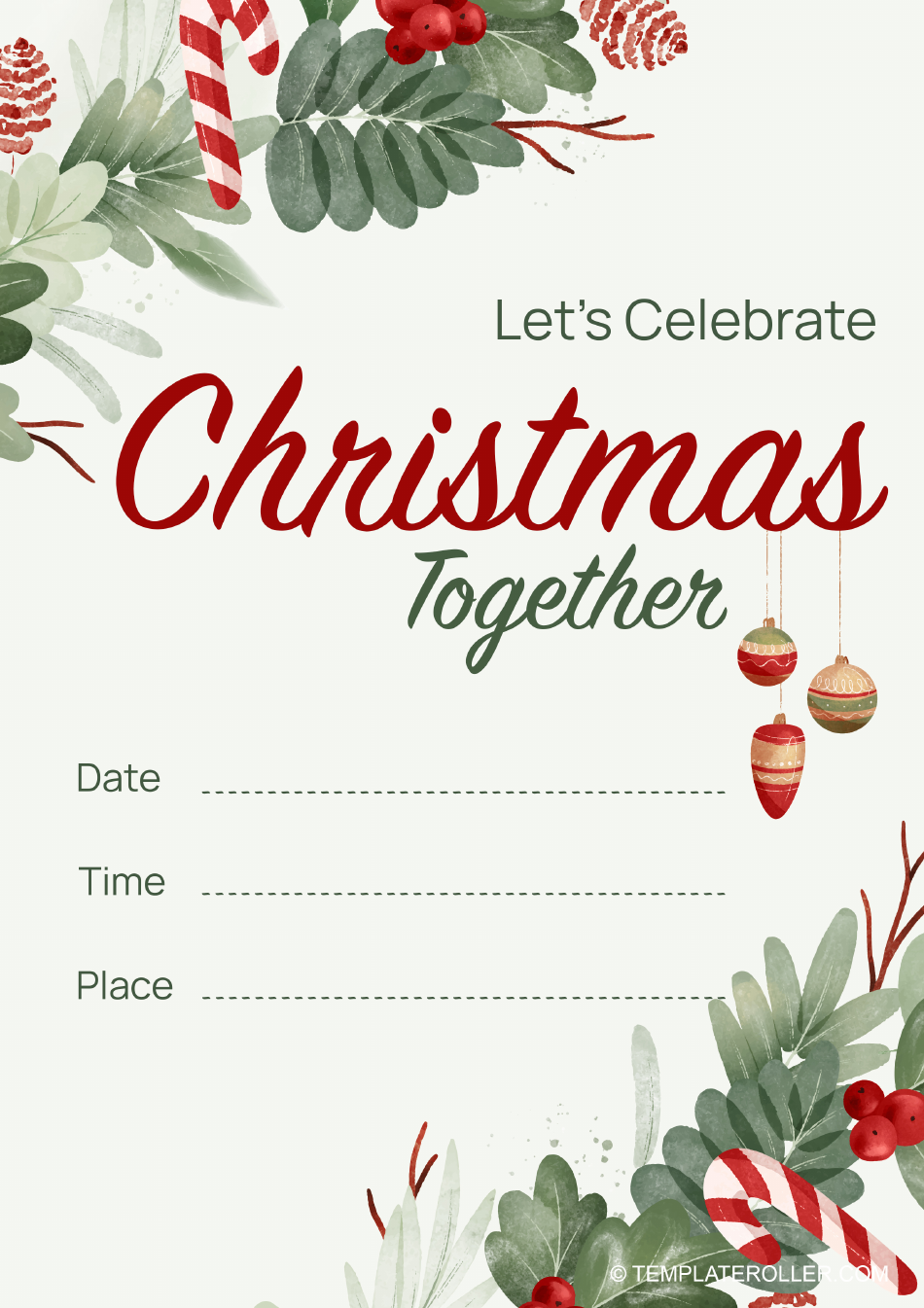 Christmas Invitation Template - Beige Download Printable PDF ...