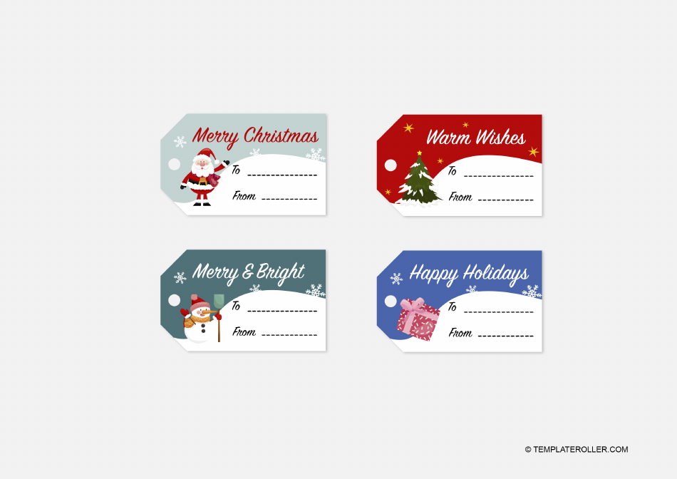 Christmas Gift Tag Template - Varicoloured Pictures Download Printable