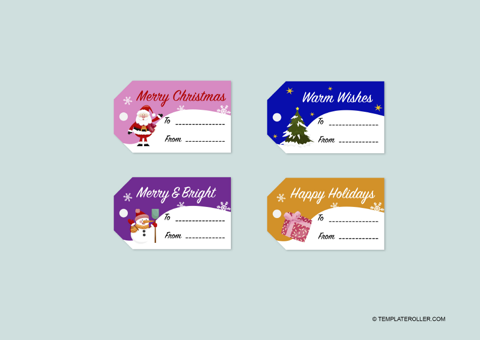 Christmas Gift Tag Template with Bright Pictures