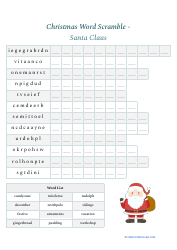 Document preview: Christmas Word Scramble - Santa Claus