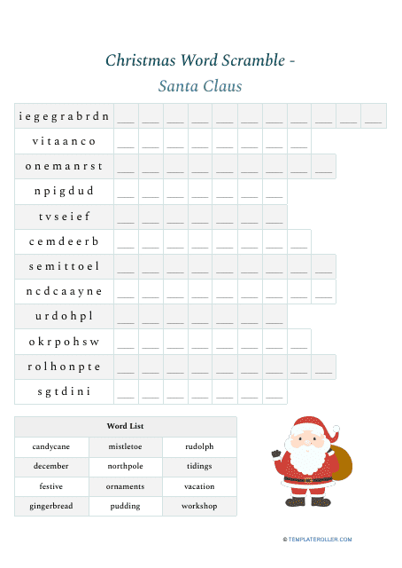 Christmas Word Scramble - Santa Claus