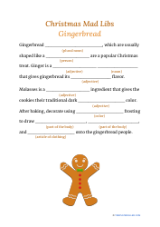 Document preview: Christmas Mad Libs - Gingerbread