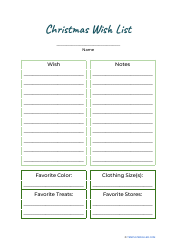 Document preview: Christmas Wish List Template - Blue