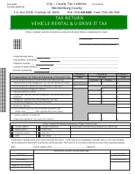 Vehicle Rental &amp; U-Drive-It Tax Return - Mecklenburg County, North Carolina