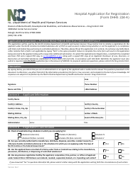 Document preview: Form DHHS224-A Hospital Application for Registration - North Carolina