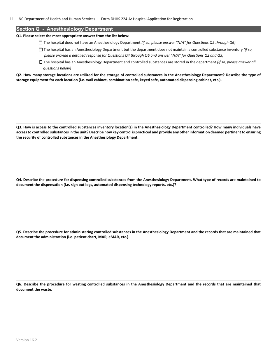Form DHHS224-A Hospital Application for Registration - North Carolina, Page 11