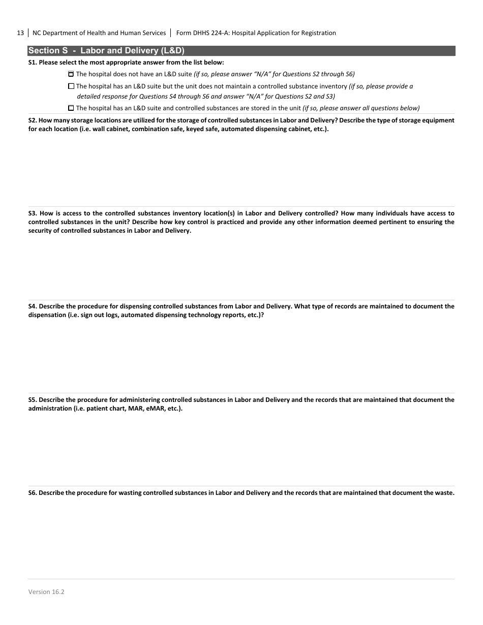 Form DHHS224-A Hospital Application for Registration - North Carolina, Page 13
