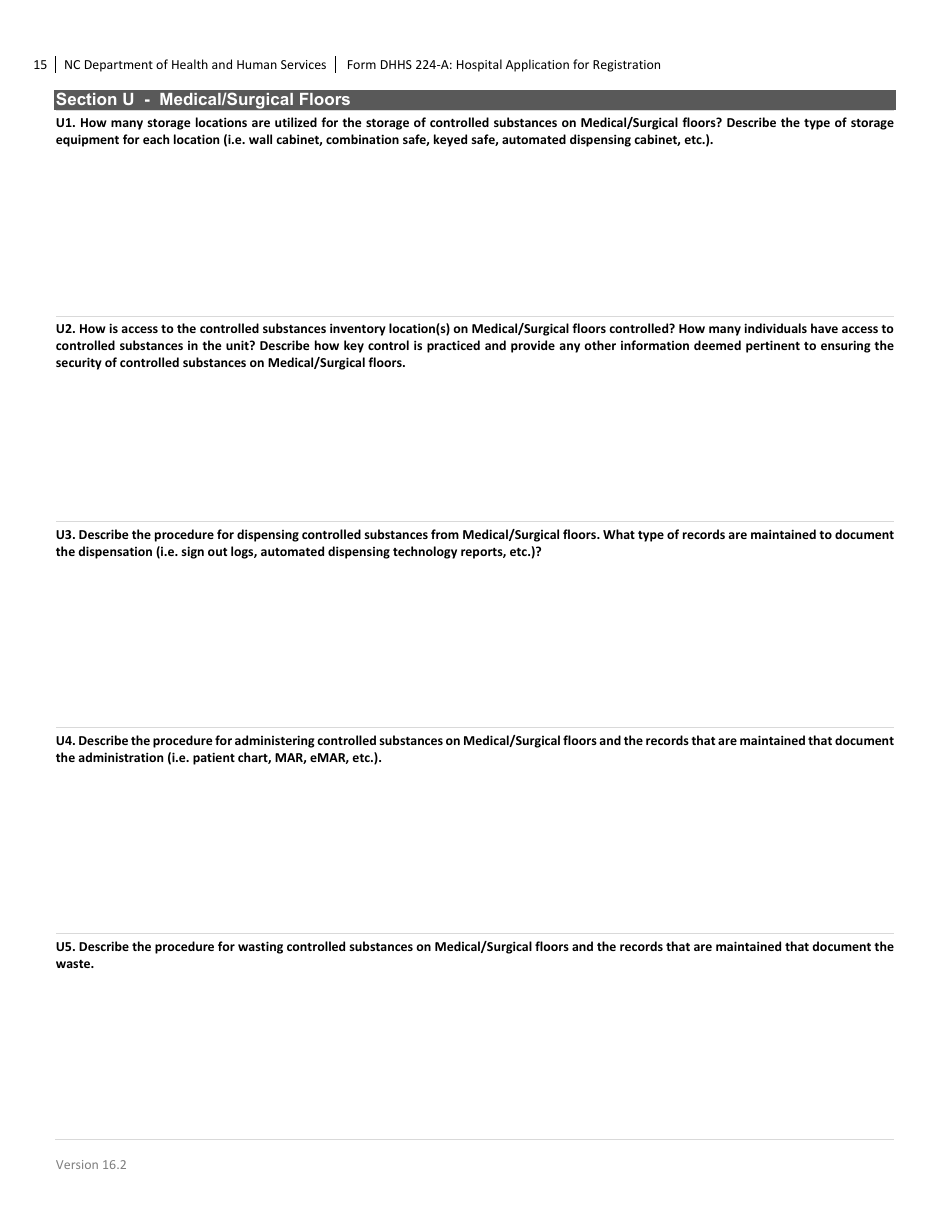 Form DHHS224-A Hospital Application for Registration - North Carolina, Page 15