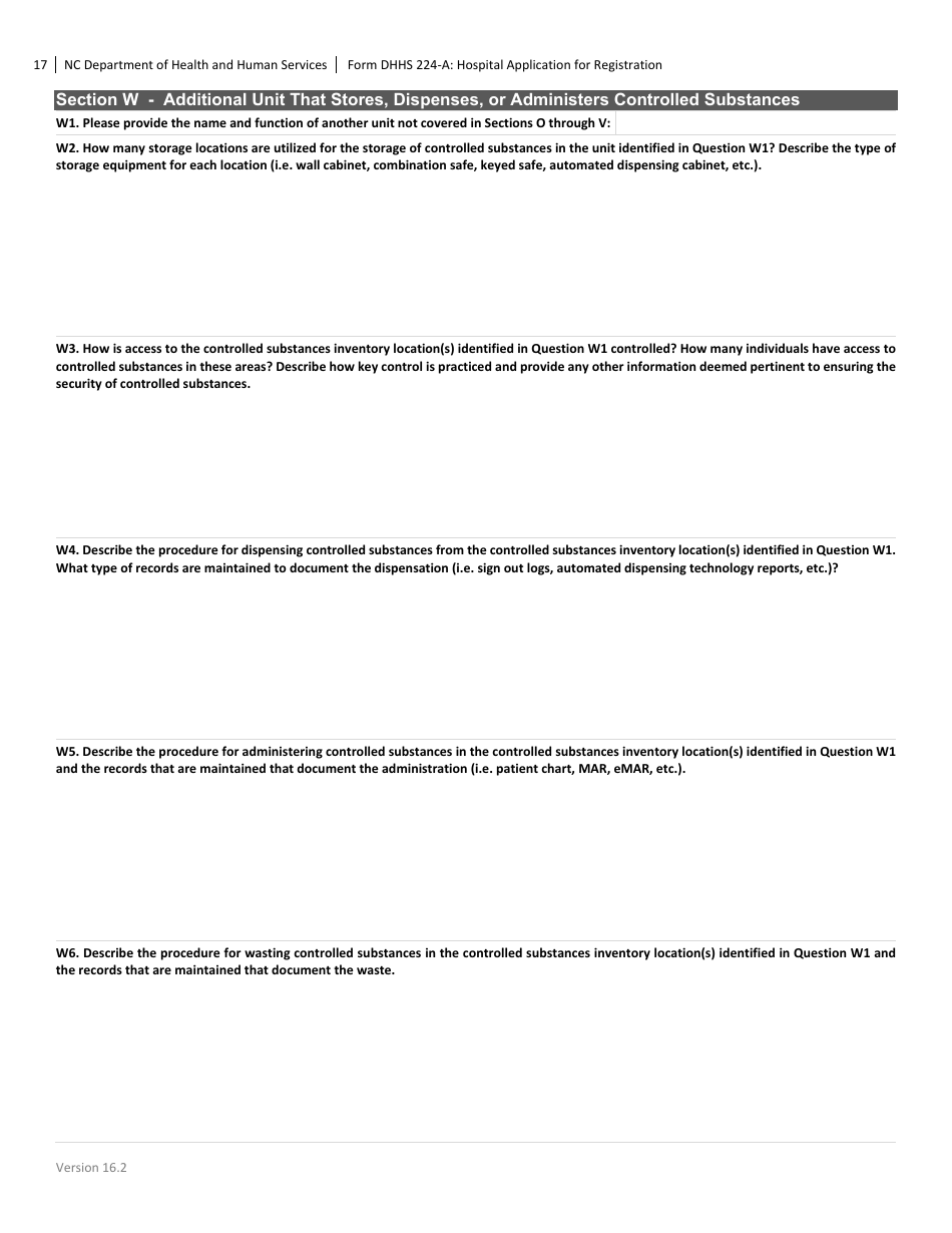 Form DHHS224-A Hospital Application for Registration - North Carolina, Page 17