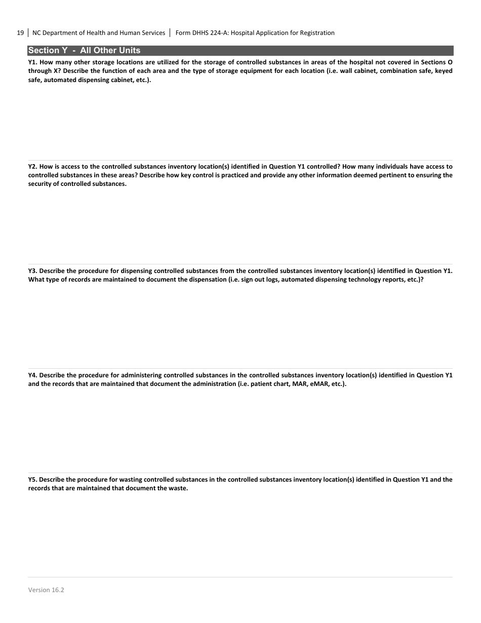 Form DHHS224-A Hospital Application for Registration - North Carolina, Page 19