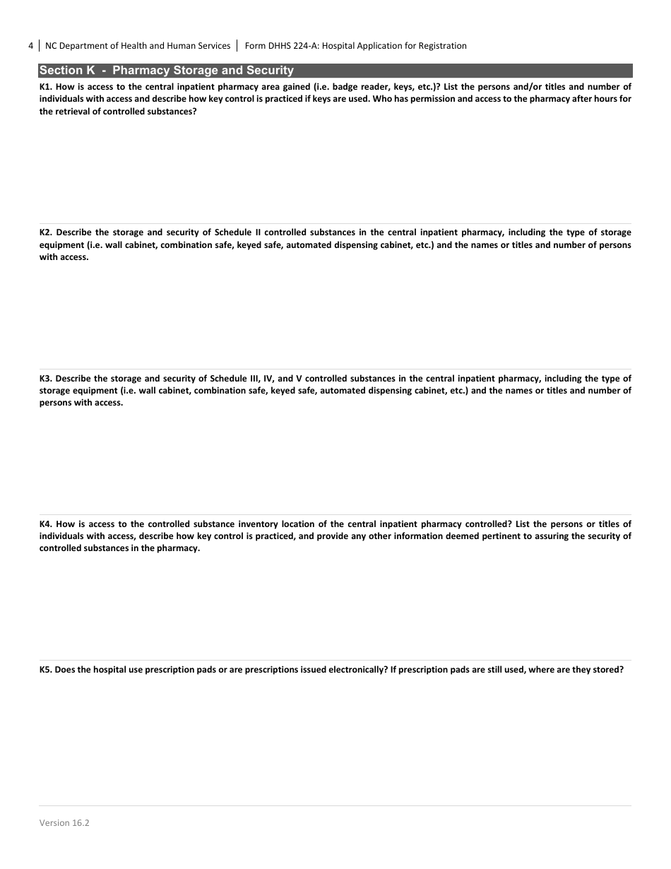 Form DHHS224-A Hospital Application for Registration - North Carolina, Page 4