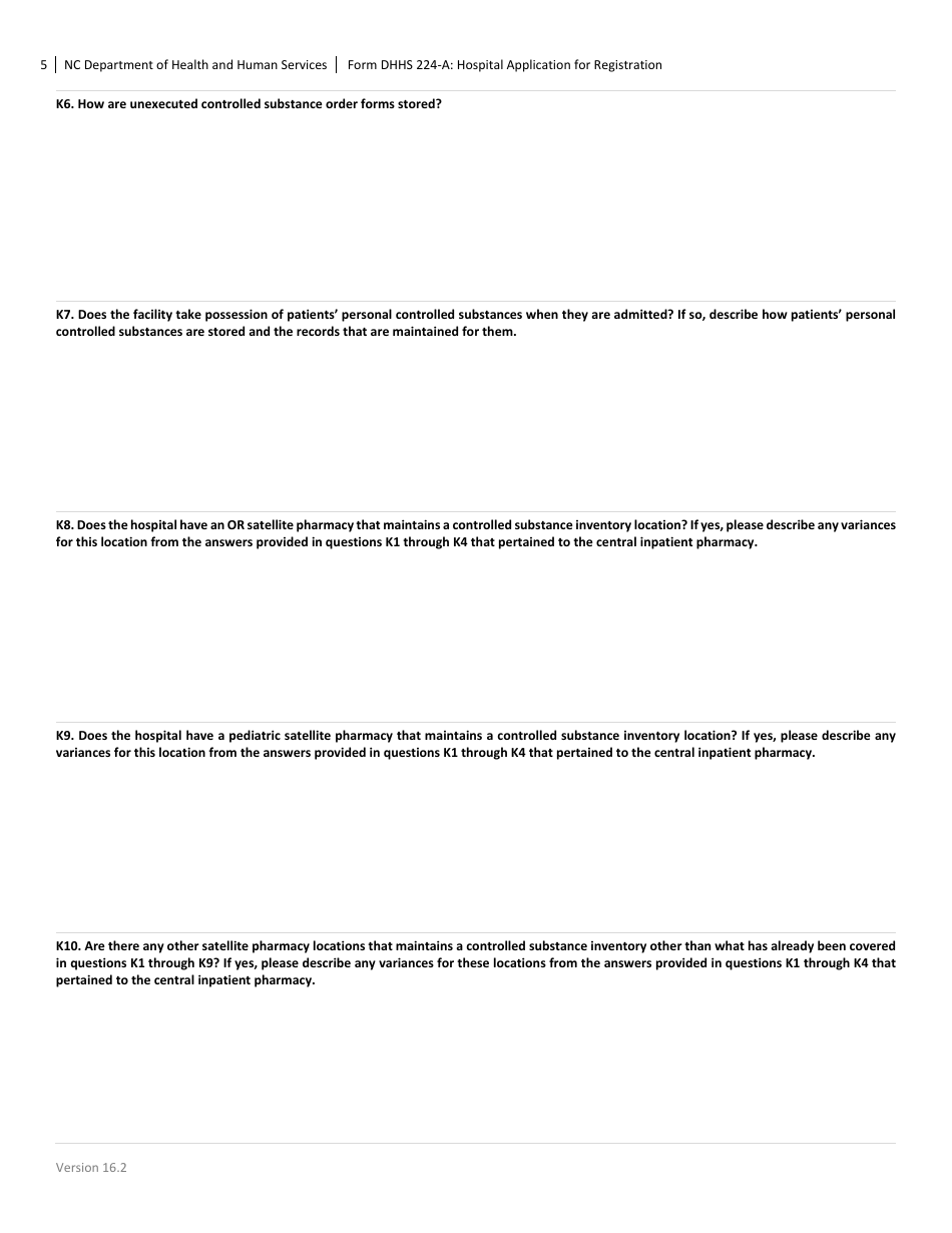 Form DHHS224-A Hospital Application for Registration - North Carolina, Page 5
