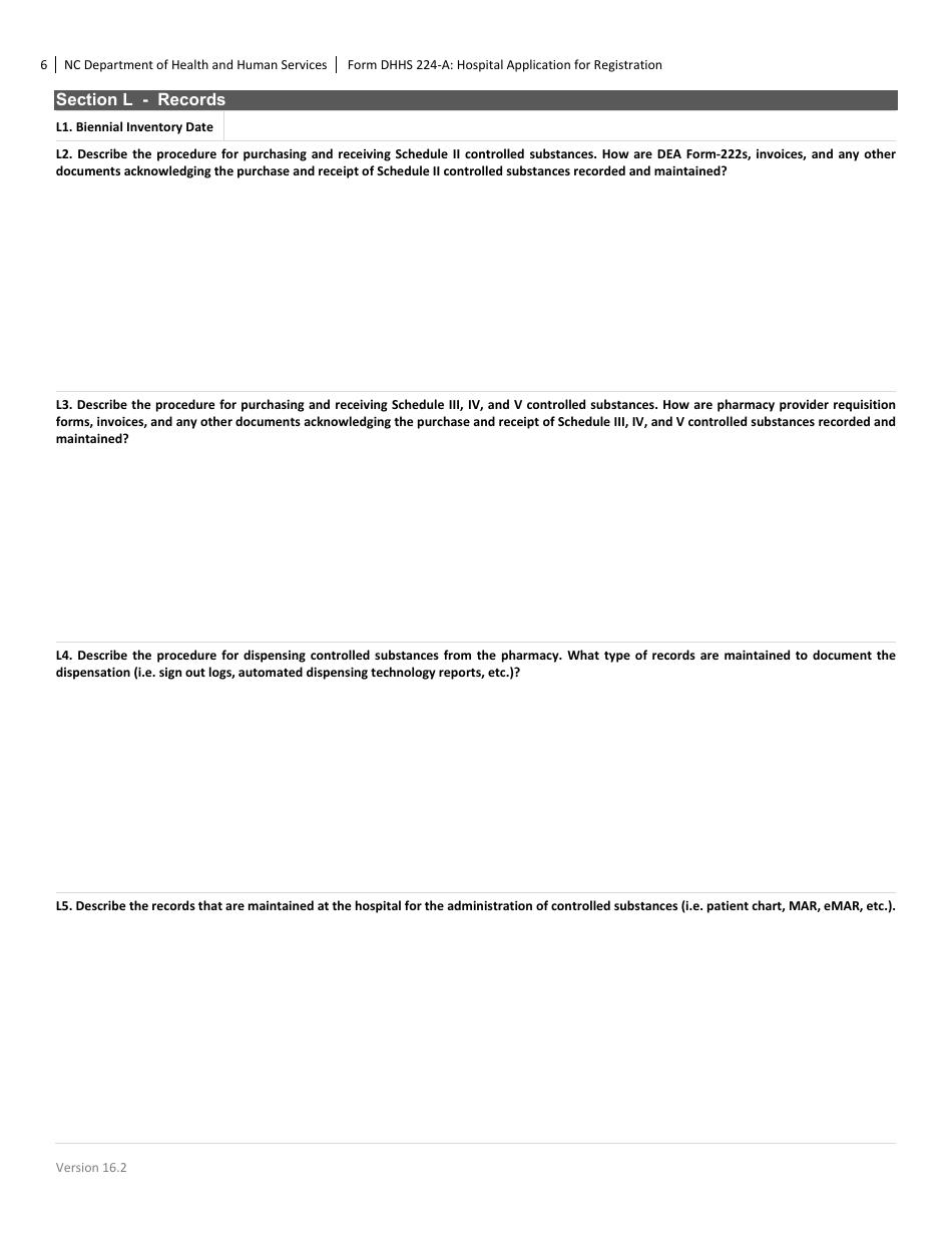 Form DHHS224-A Hospital Application for Registration - North Carolina, Page 6