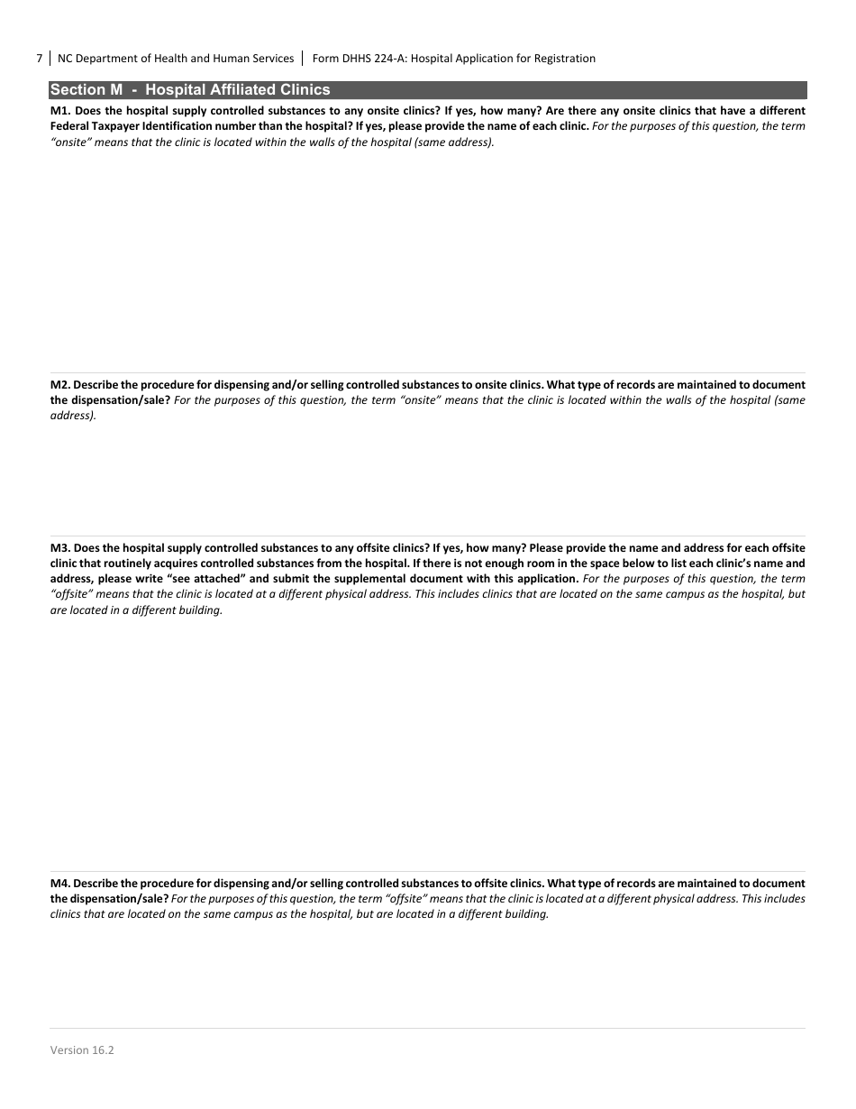 Form DHHS224-A Hospital Application for Registration - North Carolina, Page 7