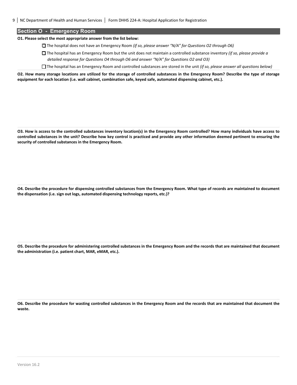 Form DHHS224-A Hospital Application for Registration - North Carolina, Page 9