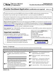 Document preview: Form MEDCO-13A (BWC-3915) Application for Provider Enrollment-Non Certification - Ohio