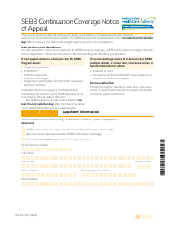 Form HCA20-0167 Sebb Continuation Coverage Notice of Appeal - Washington