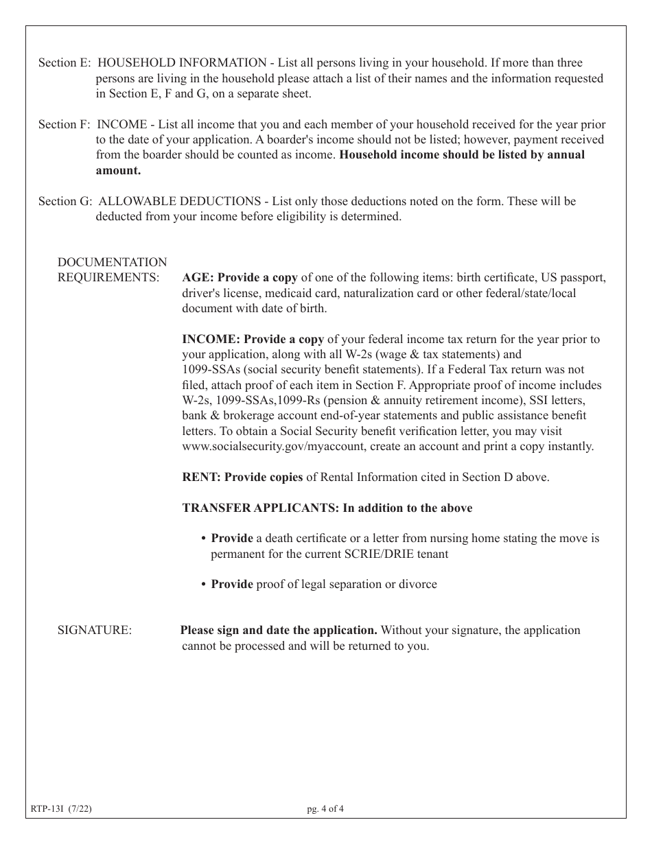 Instructions for Form RTP-13A Application for Senior Citizen or Disability Rent Increase Exemption - New York, Page 4