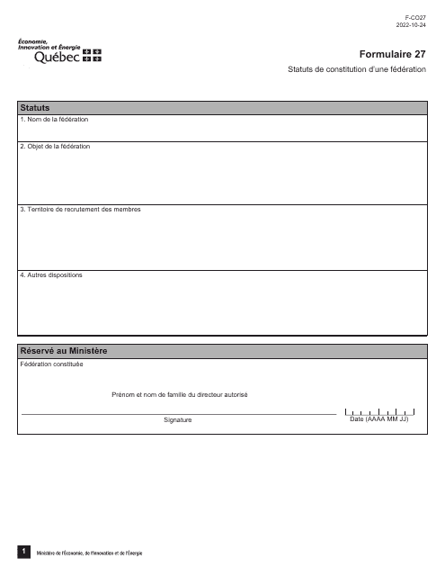 Forme 27 (F-CO27)  Printable Pdf