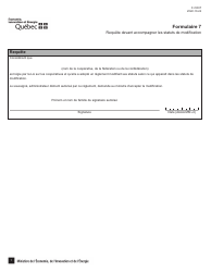 Forme 7 (F-CO07) Requete Devant Accompagner Les Statuts De Modification - Quebec, Canada (French)