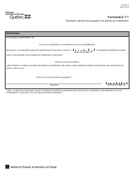 Forme 7.1 (F-CO07-1) Attestation Devant Accompagner Les Statuts De Modification - Quebec, Canada (French)