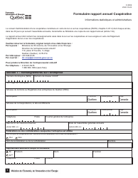 Forme F-0099 Formulaire Rapport Annuel Cooperative - Informations Statistiques Et Administratives - Quebec, Canada (French)