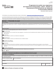Forme F-0030 Partie 4 Demande D&#039;aide Financiere - Programme De Soutien Aux Organismes De Recherche Et D&#039;innovation - Quebec, Canada (French)