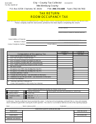 Room Occupancy Tax Return - Mecklenburg County, North Carolina
