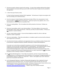 Instructions for Form A501-27LIC Contractor Firm License Application - Virginia, Page 2