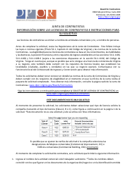 Document preview: Instrucciones para Formulario A501-27LIC Contractor Firm License Application - Virginia (Spanish)