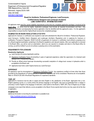 Form A416-0404LIC Land Surveyor B - License Application - Virginia