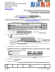 Form A416-0404LIC Land Surveyor B - License Application - Virginia, Page 2