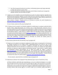 Instrucciones para Formulario A501-2710EXLIC Tradesman Exam &amp; License Application - Virginia (Spanish), Page 5
