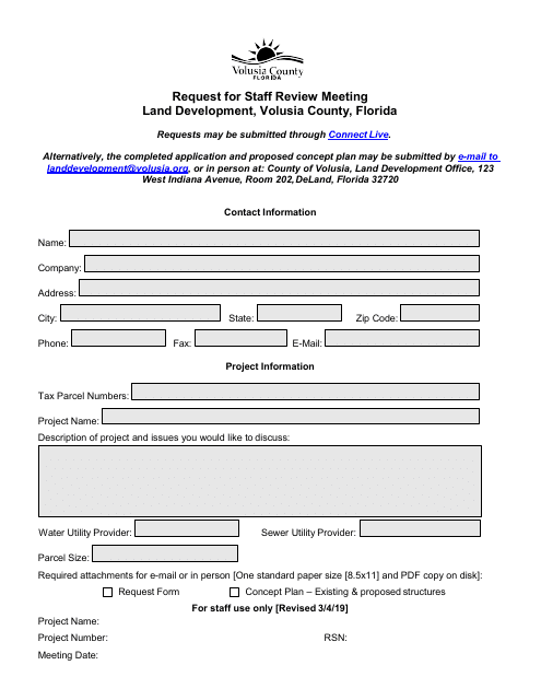 Request for Staff Review Meeting - Volusia County, Florida Download Pdf