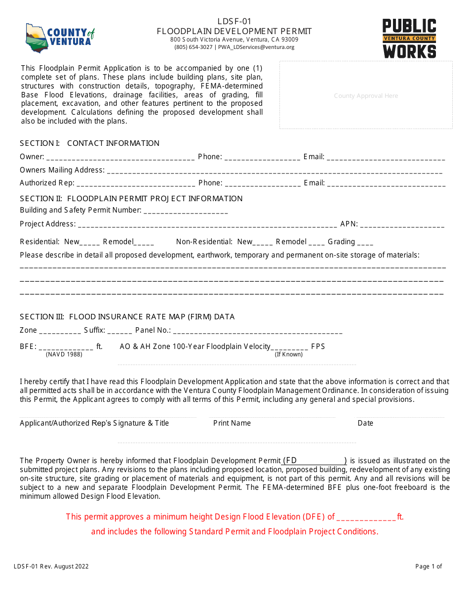 Form LDSF-01 - Fill Out, Sign Online and Download Fillable PDF, County ...