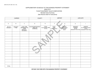 Document preview: Form BOE-570-2 Supplementary Schedule to the Business Property Statement - Sample - California
