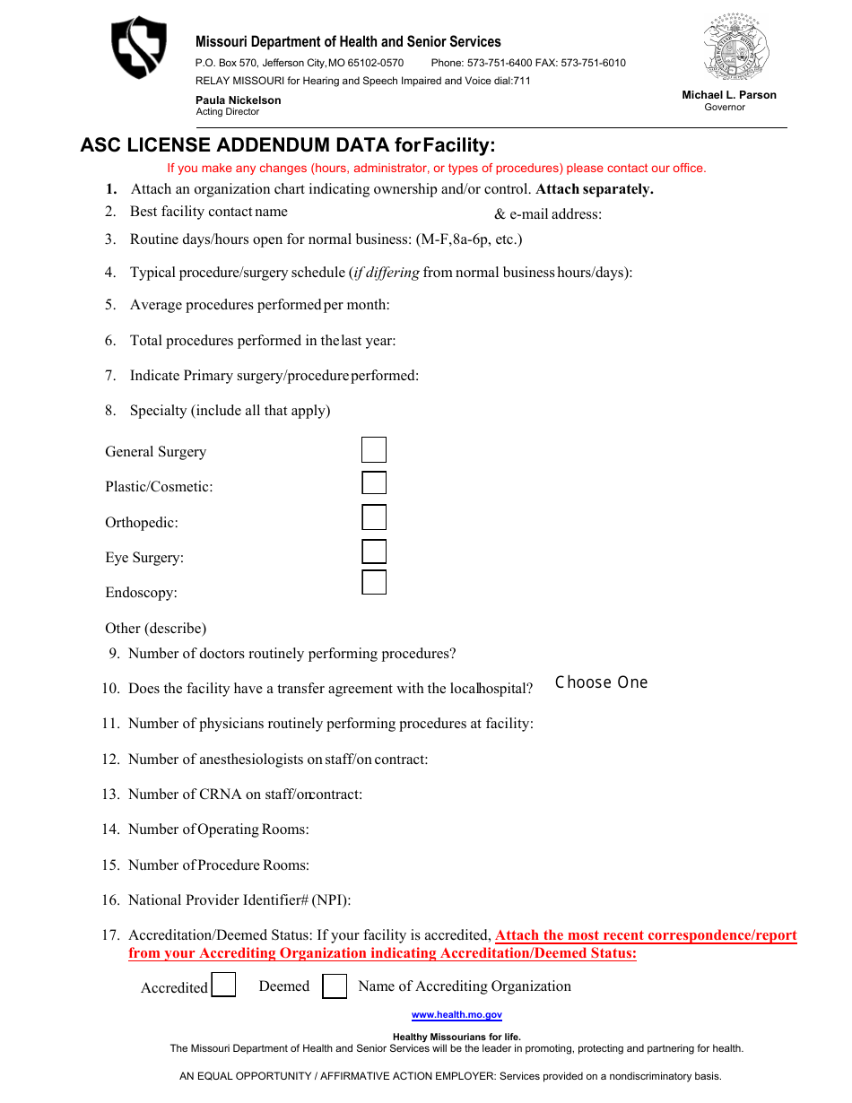 Asc License Addendum Data - Missouri, Page 1