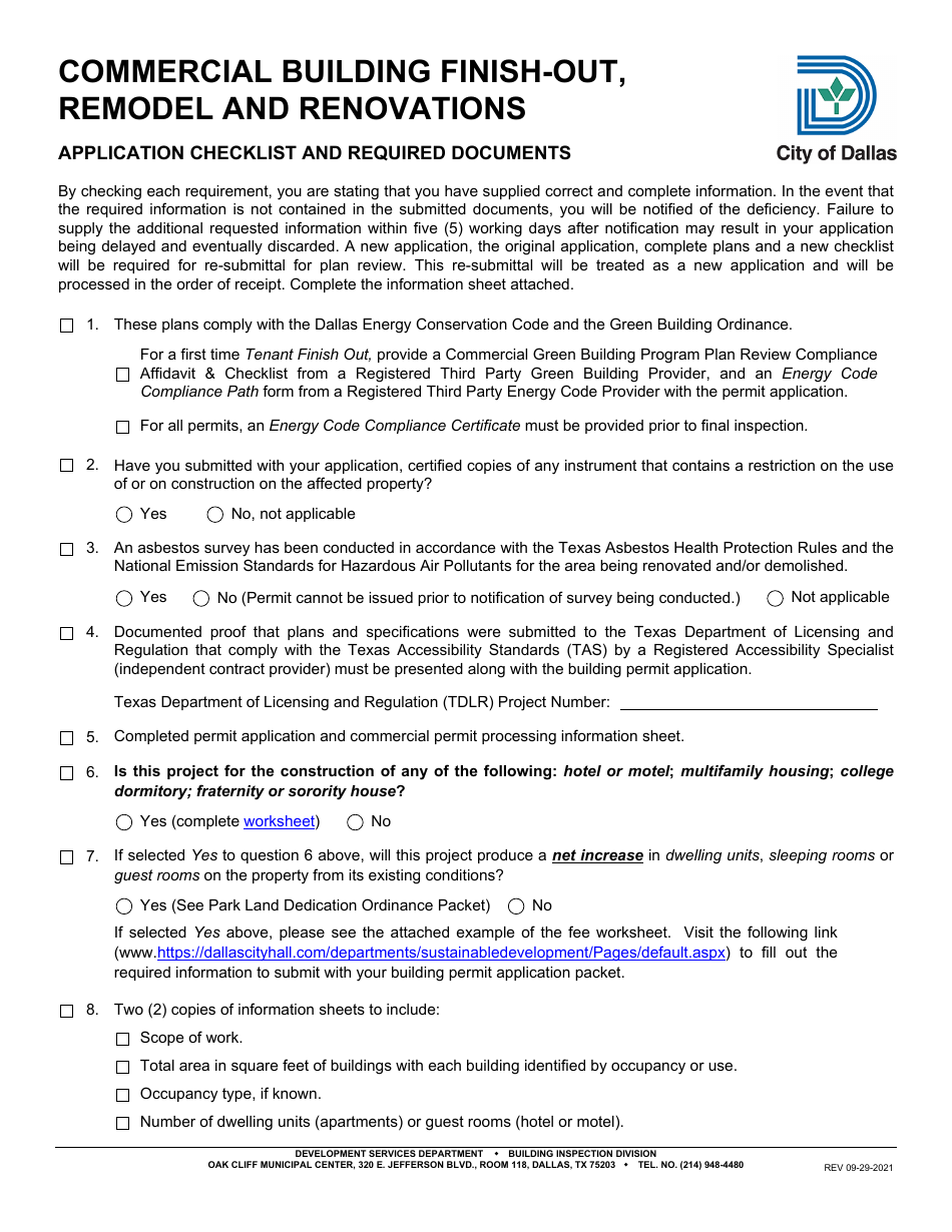 City of Dallas, Texas Commercial Building FinishOut, Remodel and