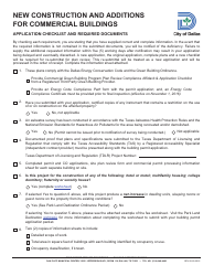 Document preview: New Construction and Additions for Commercial Buildings Application Checklist - City of Dallas, Texas