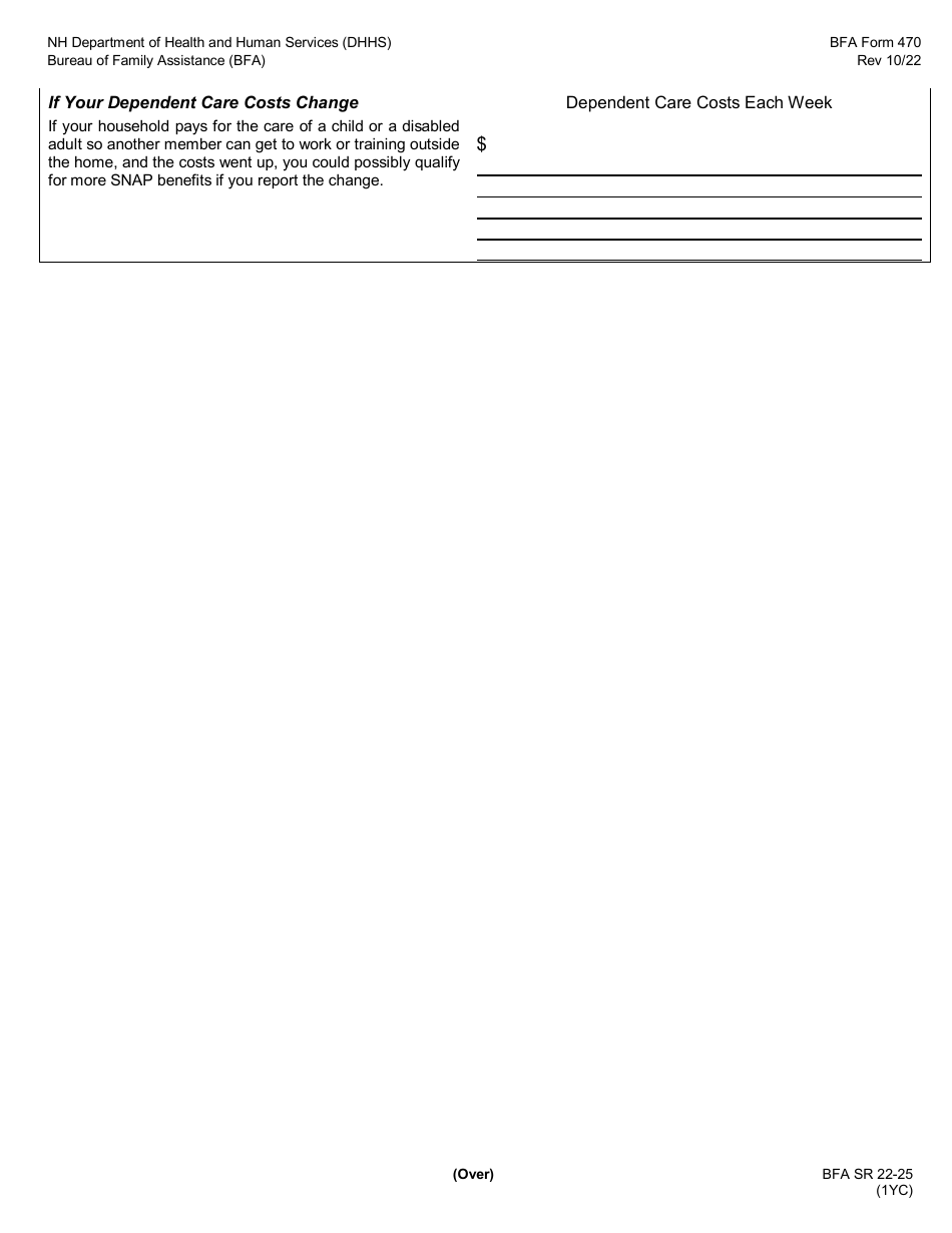 BFA Form 470 Change Report - Snap Program - New Hampshire, Page 2