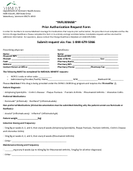 Infliximab Prior Authorization Request Form - Vermont