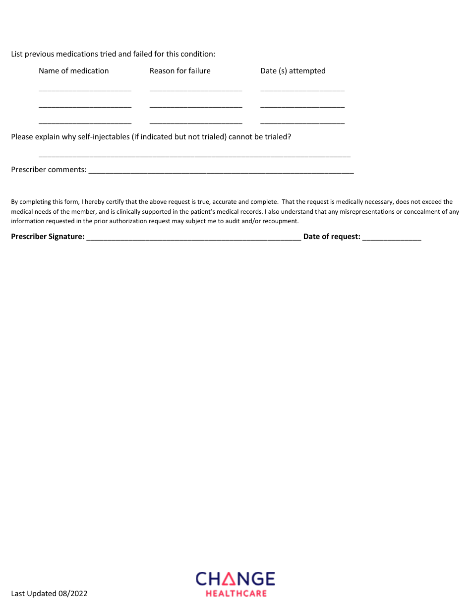 Infliximab Prior Authorization Request Form - Vermont, Page 2