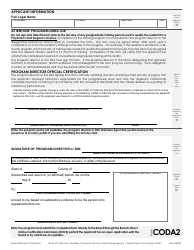 Form CODA Certificate of Completion of Coda Postgraduate Training - California, Page 2