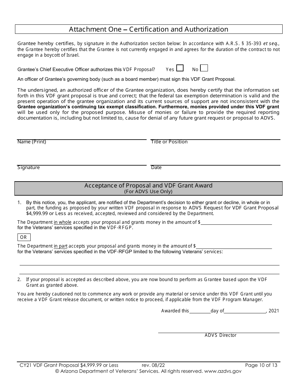 Proposal for Vdf Grant - $4,999.99 or Less - Arizona, Page 10