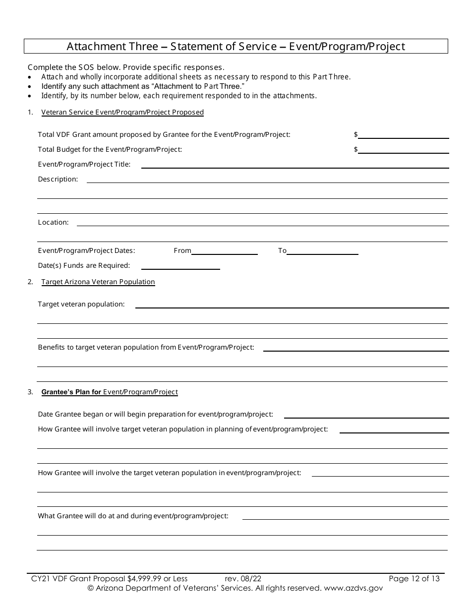 Proposal for Vdf Grant - $4,999.99 or Less - Arizona, Page 12