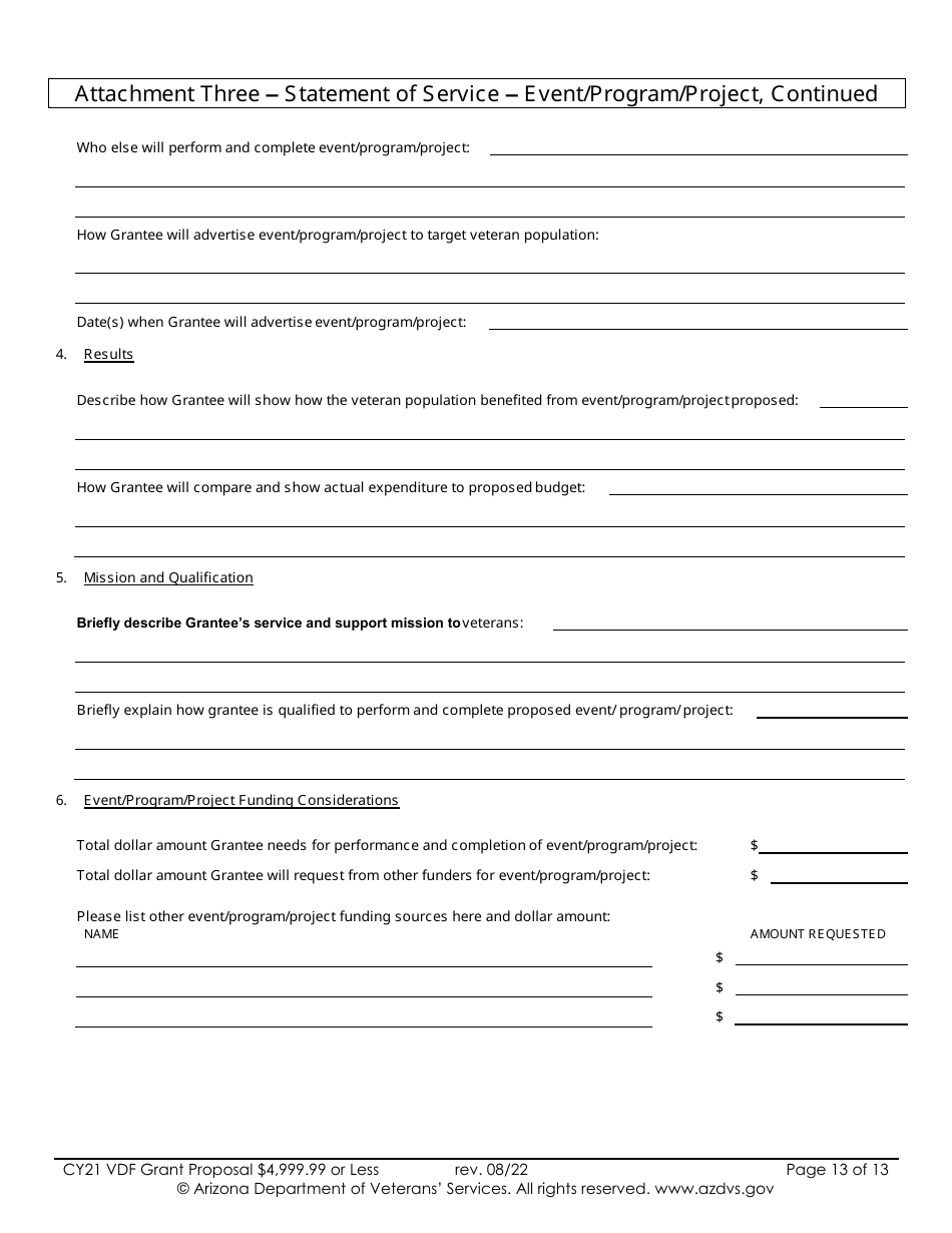 Proposal for Vdf Grant - $4,999.99 or Less - Arizona, Page 13