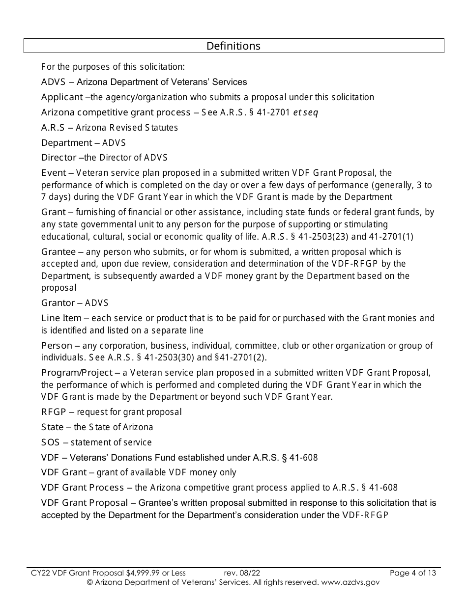 Proposal for Vdf Grant - $4,999.99 or Less - Arizona, Page 3